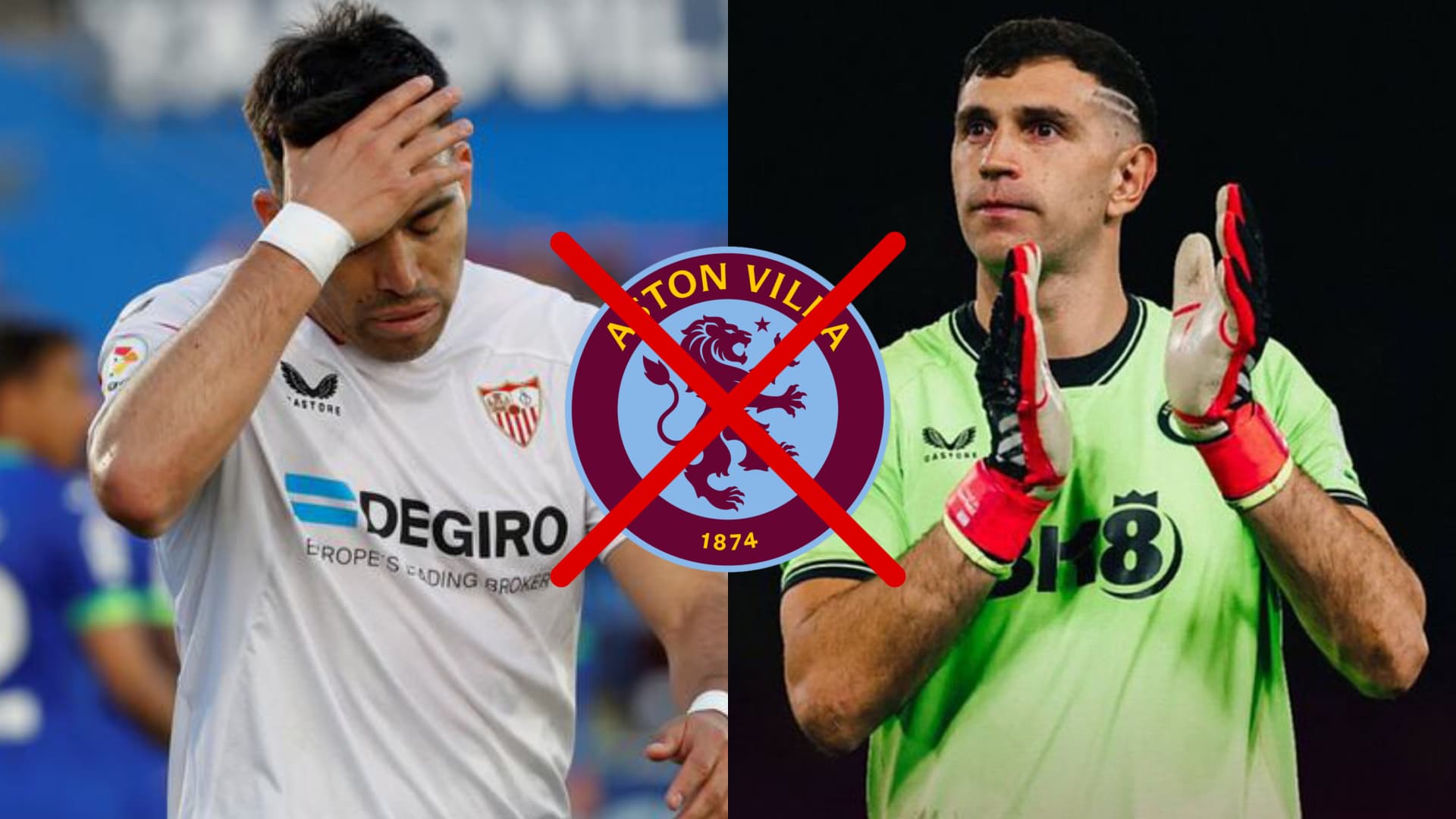 Marcos Acuña se toma la cabeza en Sevilla y Emiliano Martínez aplaude con Aston Villa