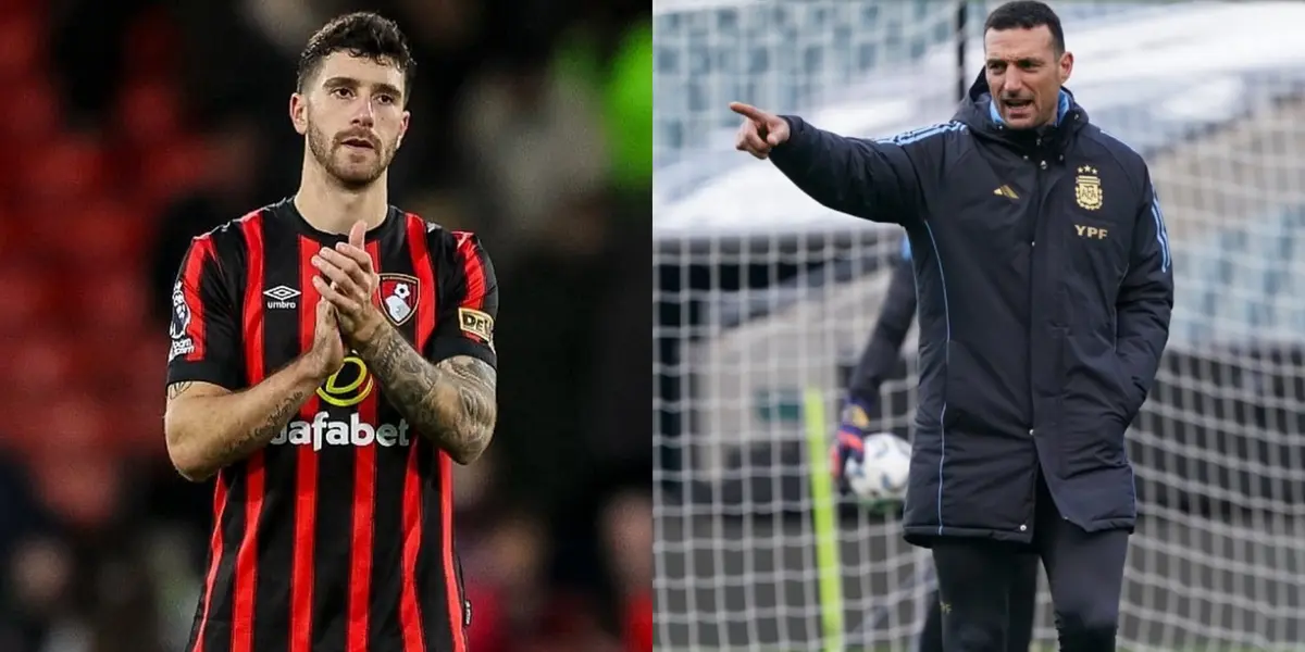 Marcos Senesi y Lionel Scaloni.