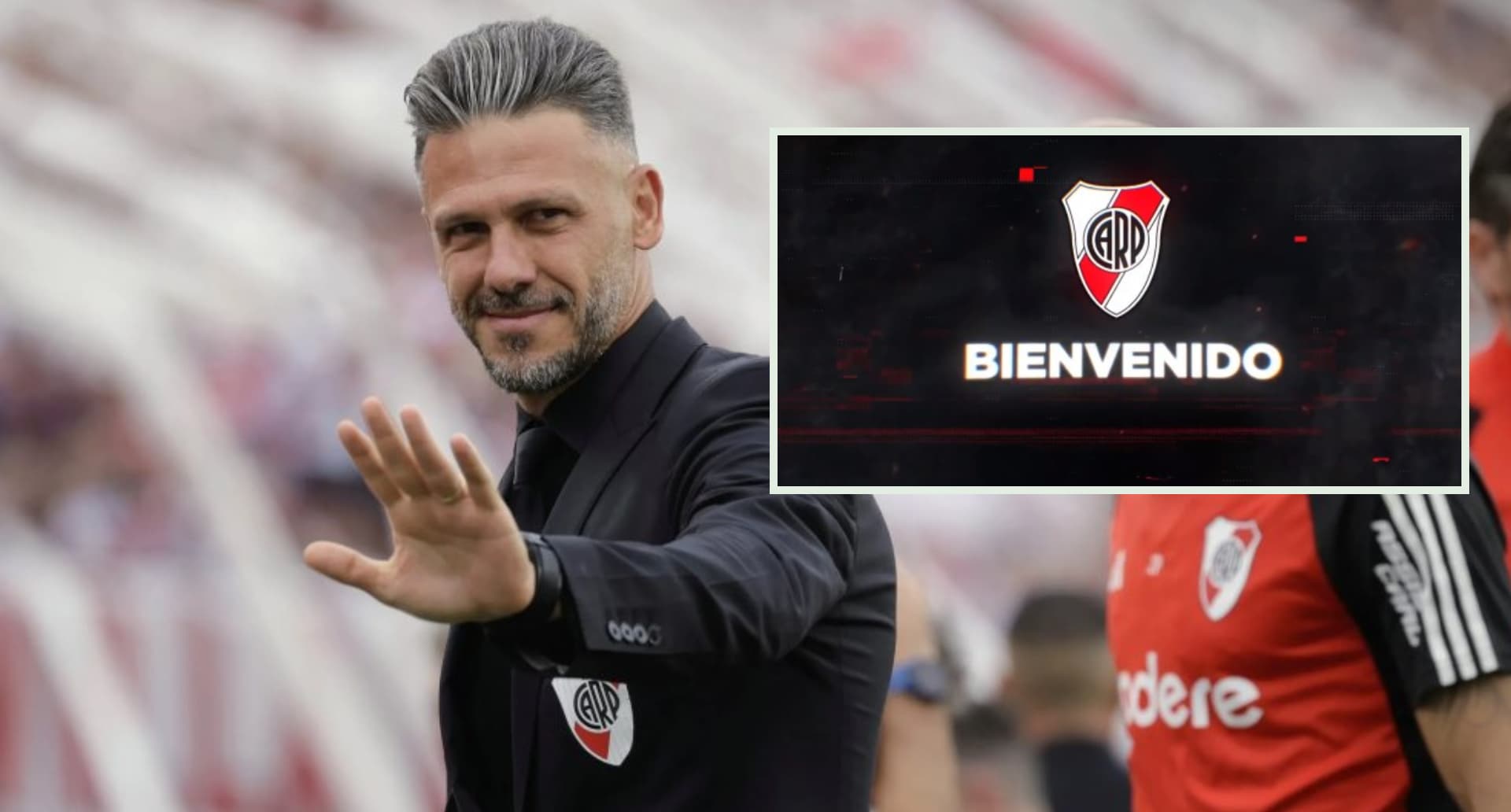 Martín Demichelis saluda durante un partido de River Plate.
