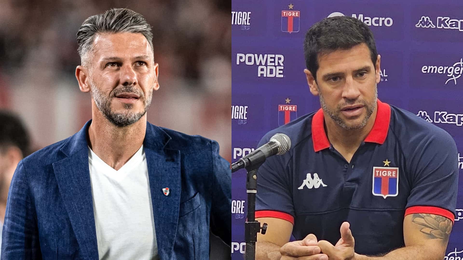 Martín Demichelis y Sebastián Domínguez en River y Tigre, respectivamente.