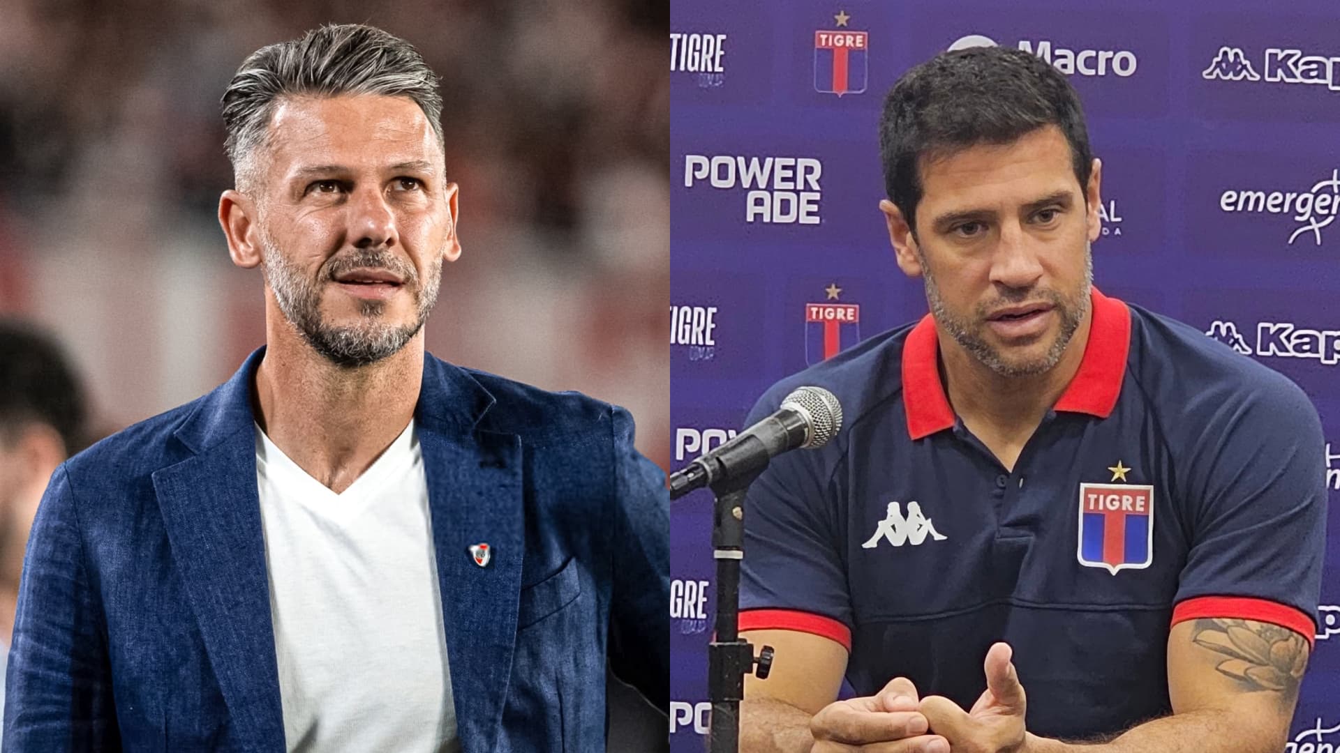 Martín Demichelis y Sebastián Domínguez en River y Tigre, respectivamente.
