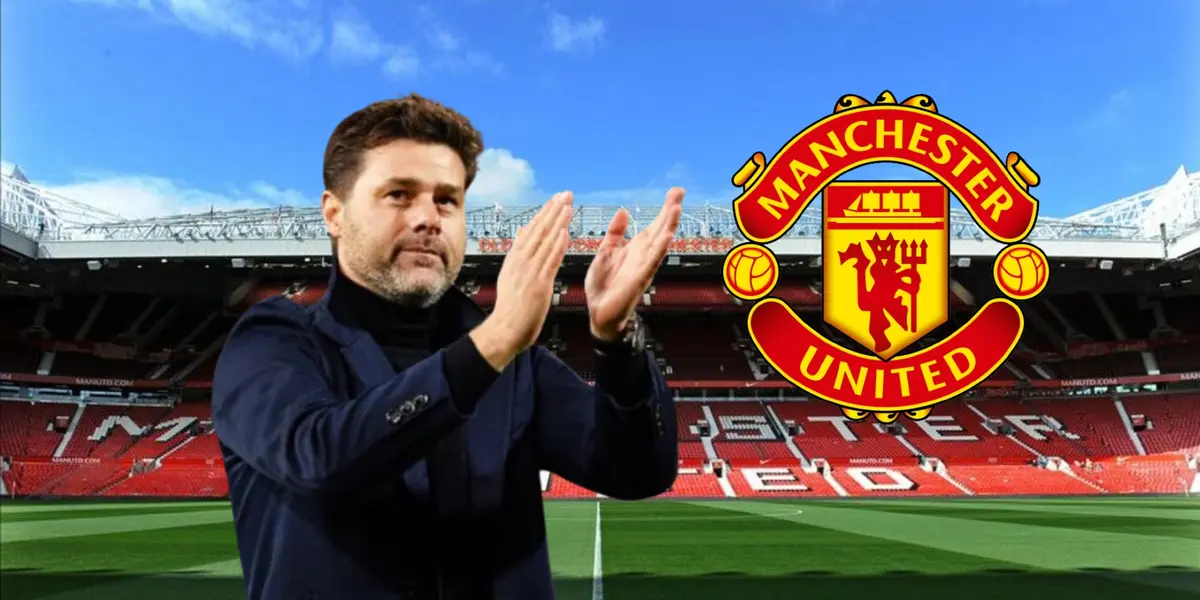 Mauricio Pochettino aplaude con el estadio de Manchester United detrás.