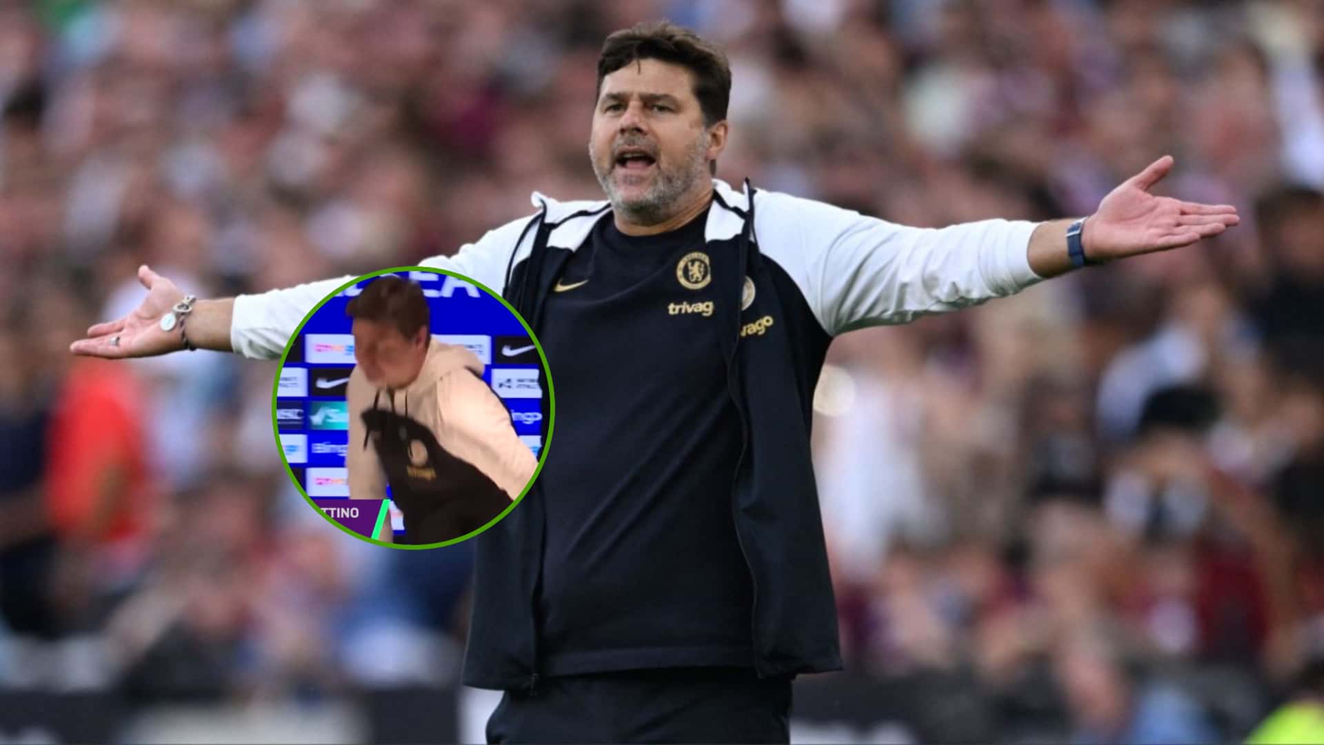 Mauricio Pochettino se queja en un partido con el Chelsea