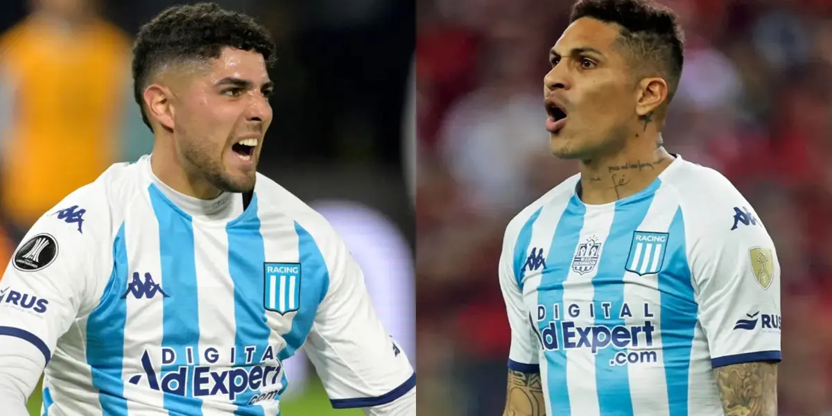 Maximiliano Romero y Paolo Guerrero con la camiseta de Racing
