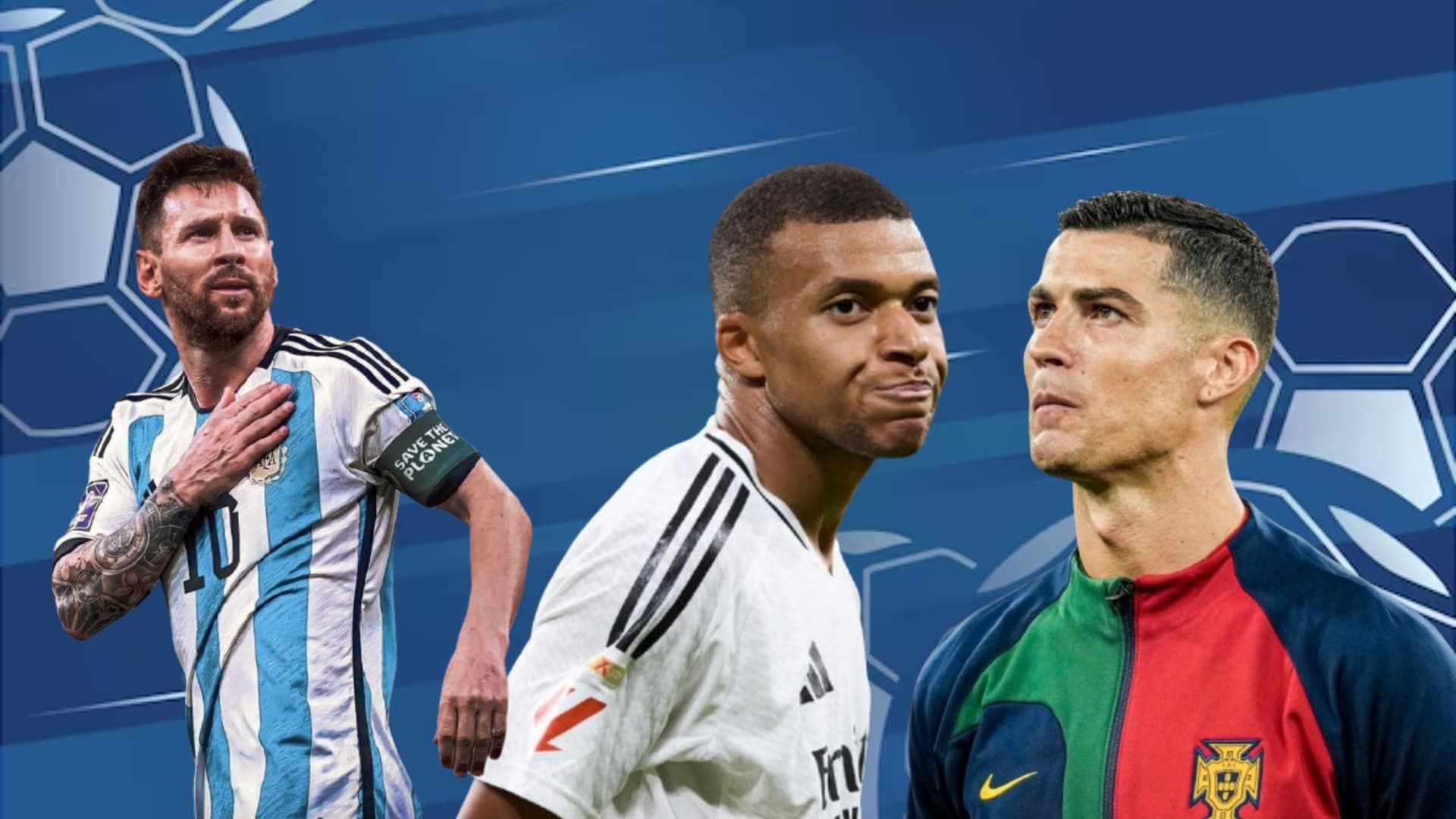 Mbappé, Messi y Cristiano