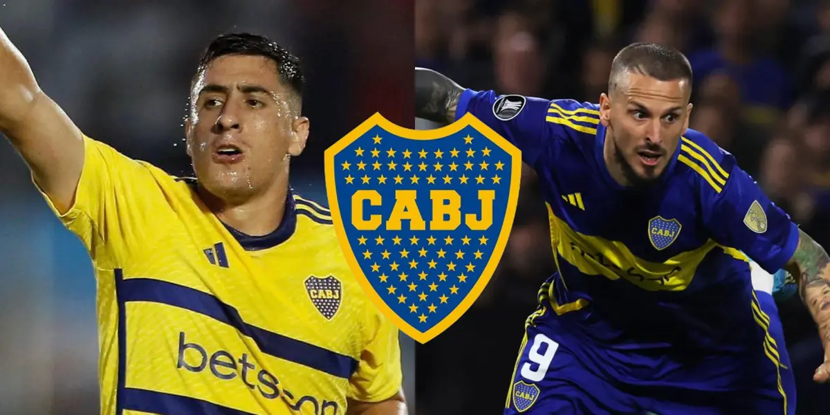 Merentiel y Benedetto con la camiseta de Boca Juniors.
