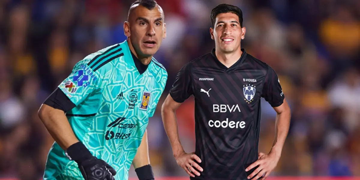 Nahuel Guzmán y Esteban Andrada con las camisetas de Tigres y Monterrey