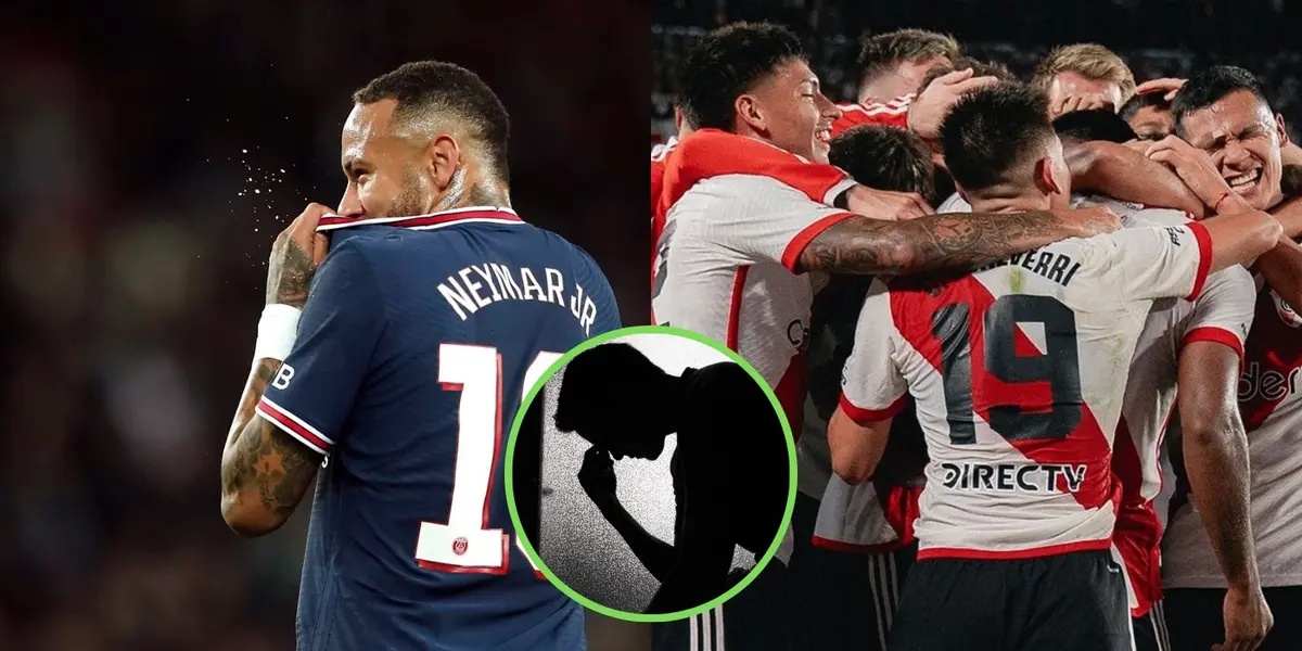 Neymar y River junto a una cara de tristeza.