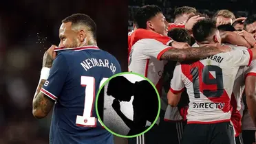 Neymar y River junto a una cara de tristeza.