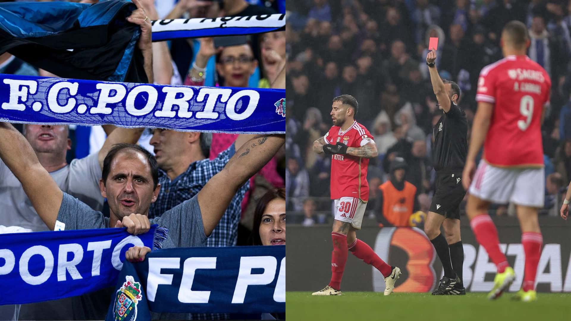 Otamendi fue expulsado en el clásico de Portugal