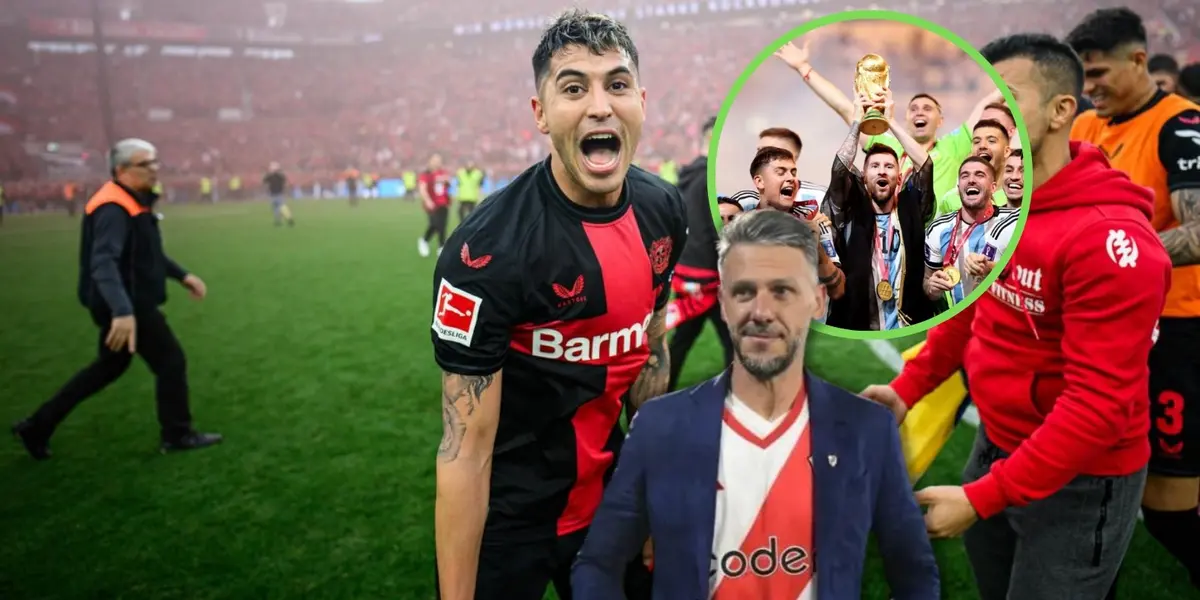 Palacios junto a Demichelis y los campeones del mundo.