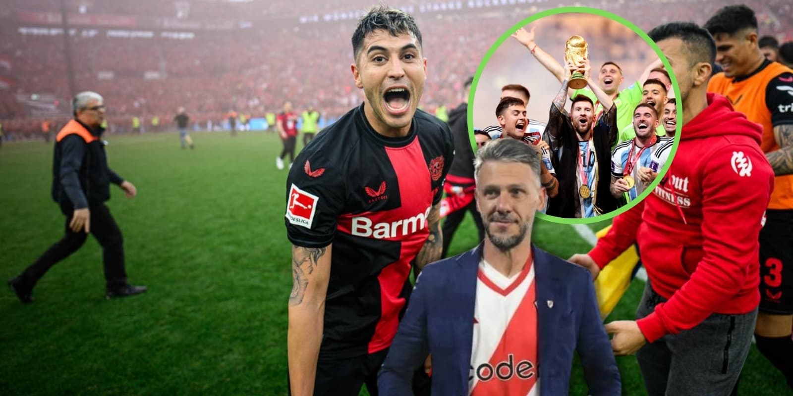 Palacios junto a Demichelis y los campeones del mundo.