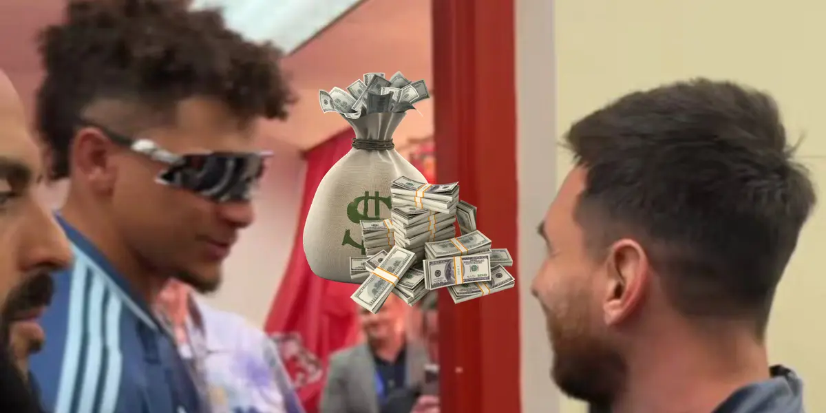 Patrick Mahomes y Lionel Messi se saludan