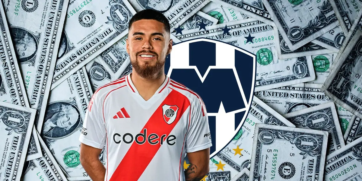 Paulo Díaz con river y escudo de Rayados/FOTO: River Plate