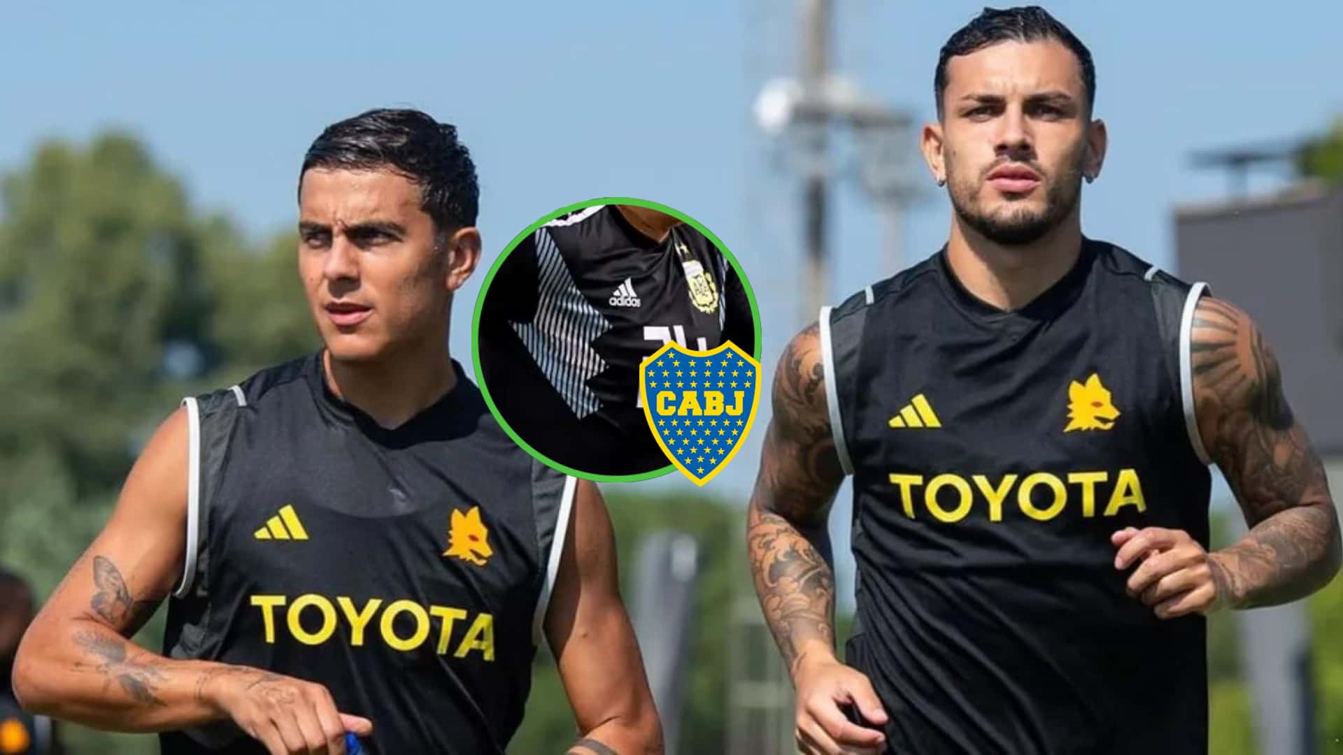Paulo Dybala y Leandro Paredes, entrenando en Roma.