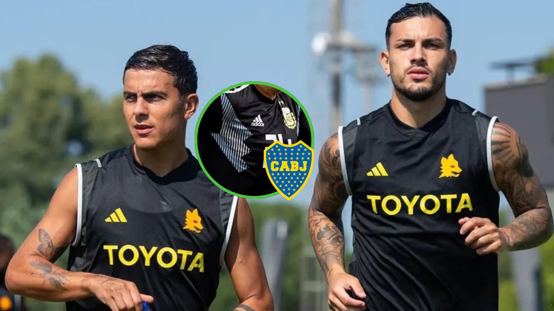 Paulo Dybala y Leandro Paredes, entrenando en Roma.