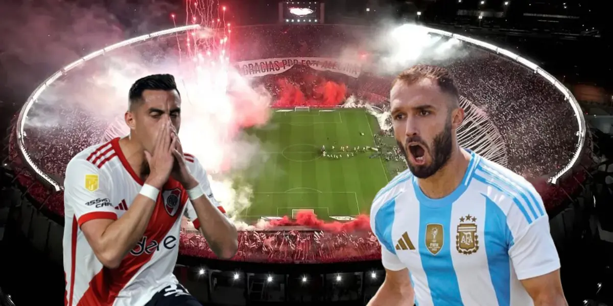 Ramiro Funes Mori con la camiseta de River; y Germán Pezzella con la de la selección argentina.