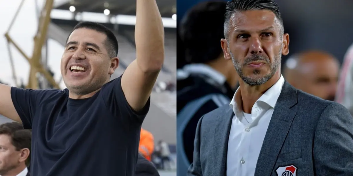 Riquelme festeja la clasificación de Boca, y Demichelis se ve preocupado.