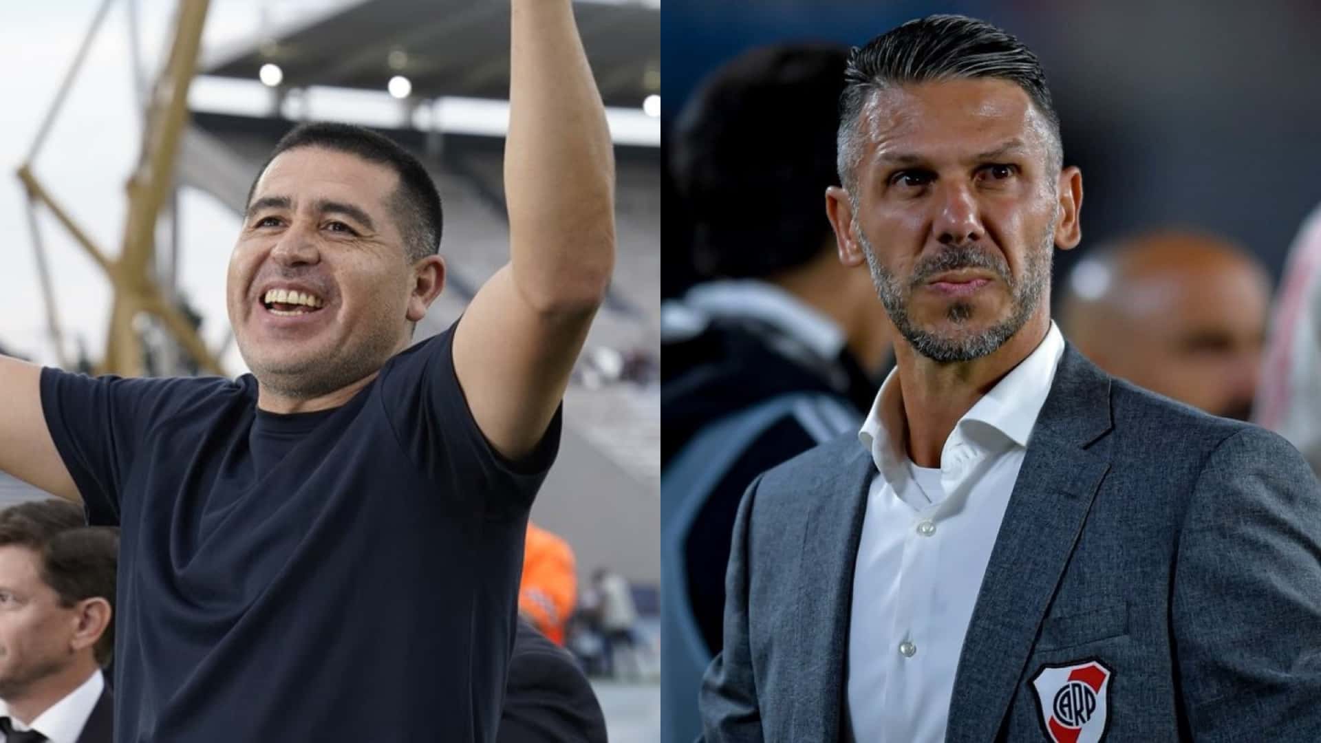 Riquelme festeja la clasificación de Boca, y Demichelis se ve preocupado.