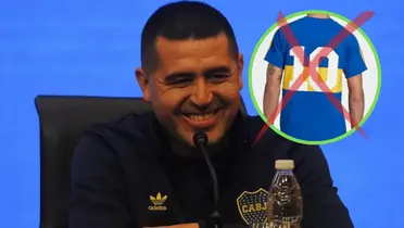 Riquelme y la camiseta 10 de Boca tachada.