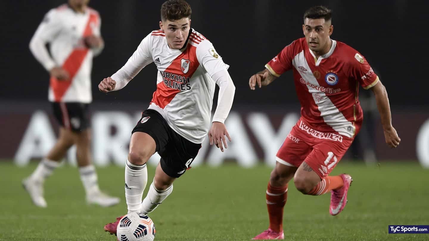 River y Argentinos Juniors definen el pase a los cuartos de final de la Copa Libertadores en el Estadio Diego Armando Maradona, el vencedor ira ante Atlético Mineiro. El partido de ida finalizó 1-1 en el Monumental. ¿Cómo formarán ambos equipos?. Enterate de los once que saldran a la cancha.