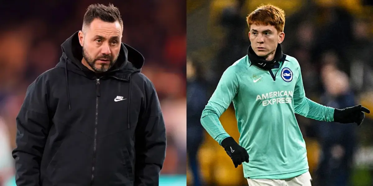 Roberto De Zerbi, DT de Brighton, y Valentín Barco.