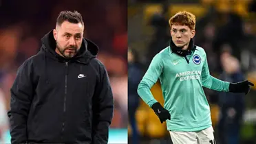 Roberto De Zerbi, DT de Brighton, y Valentín Barco.