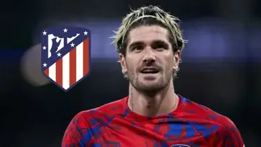 Rodrigo De Paul con la remera pre-match de Atlético Madrid.