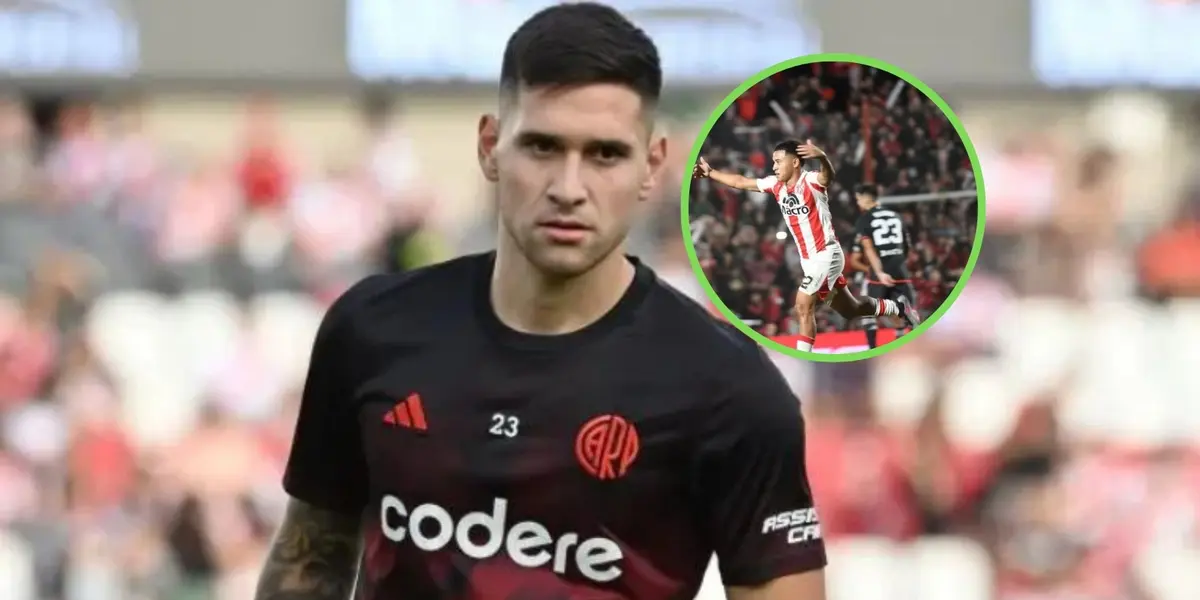 Rodrigo Villagra junto al gol de Instituto.