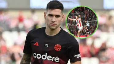 Rodrigo Villagra junto al gol de Instituto.