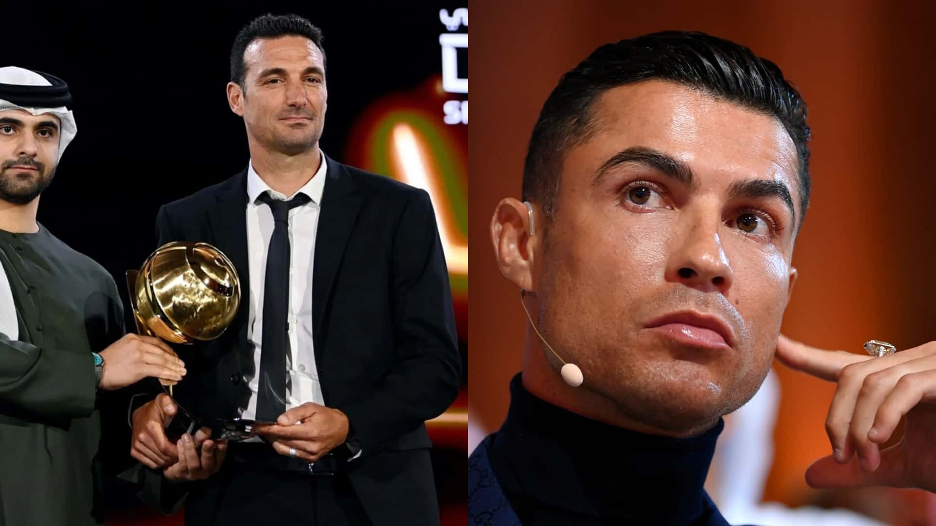 Scaloni ganó un Globe Soccer y así reaccionó Cristiano Ronaldo