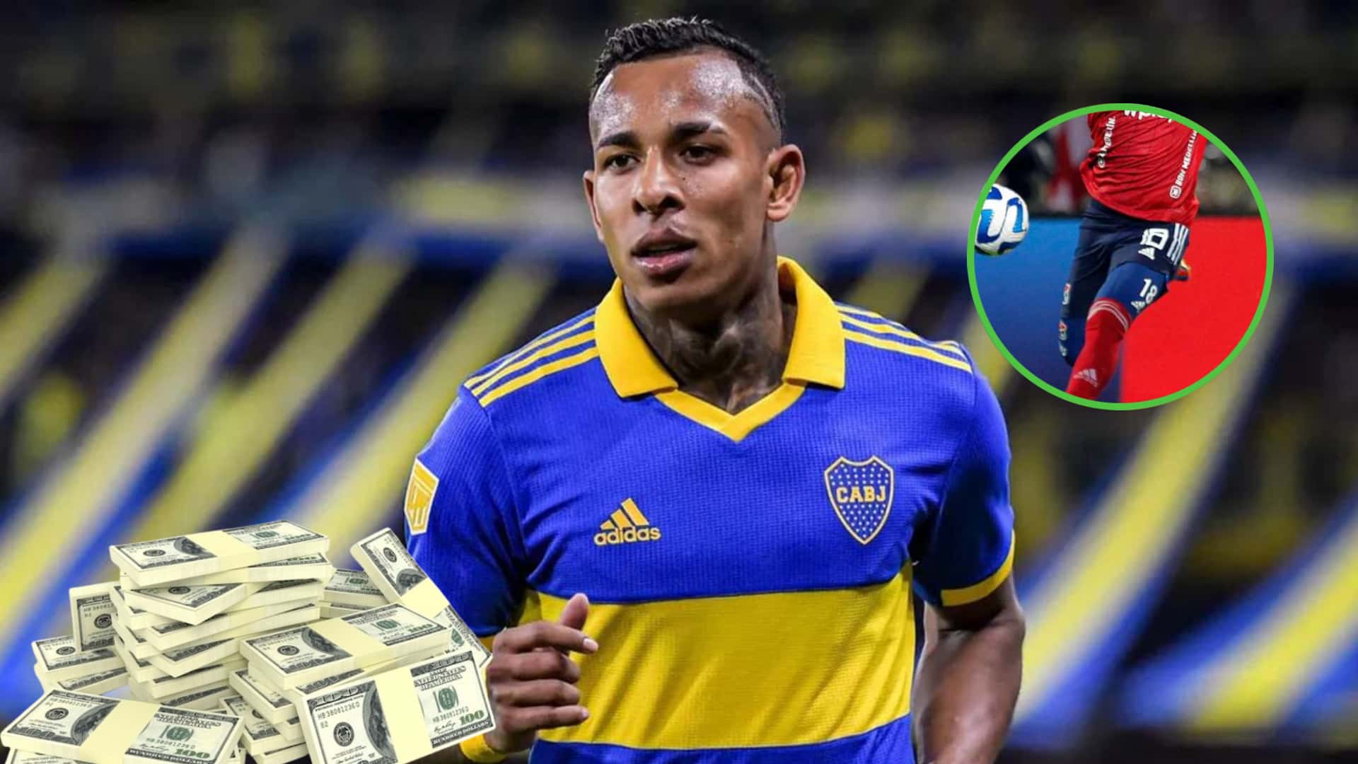 Sebastián Villa con la camiseta de Boca Juniors en 2023.