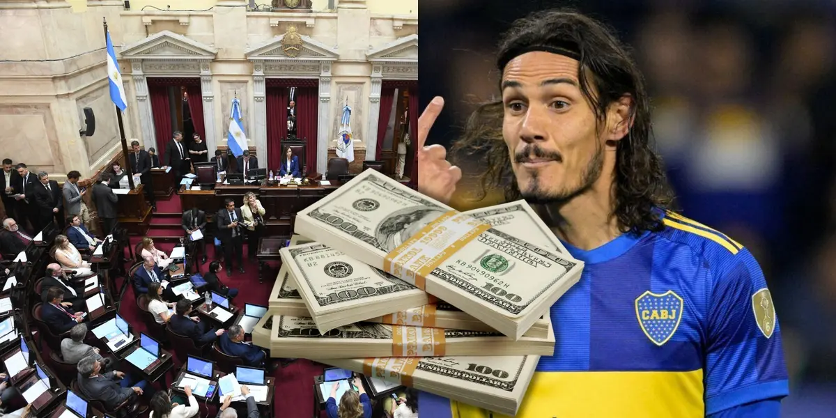 Senado de Argentina y Edinson Cavani.