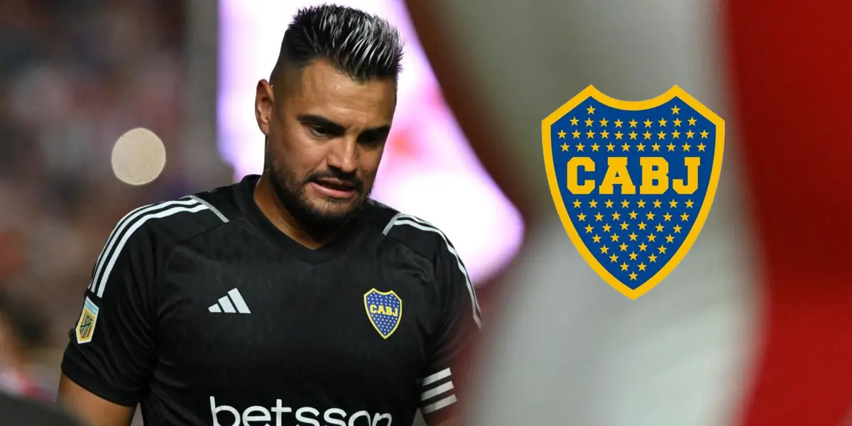 Sergio Romero con la camiseta negra de arquero de Boca.
