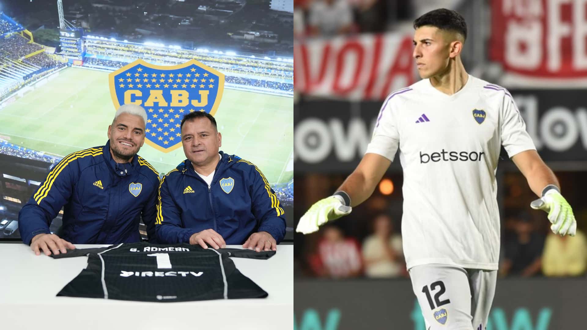 Sergio Romero junto a Marcelo Delgado; y a su lado Leandro Brey.
