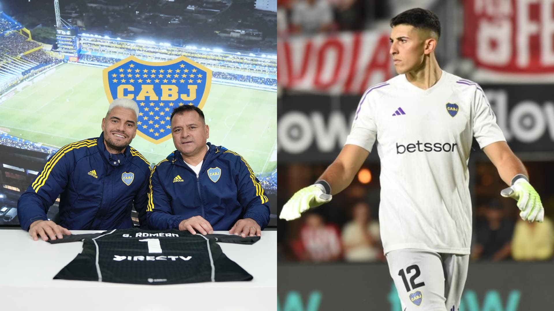 Sergio Romero junto a Marcelo Delgado; y a su lado Leandro Brey.