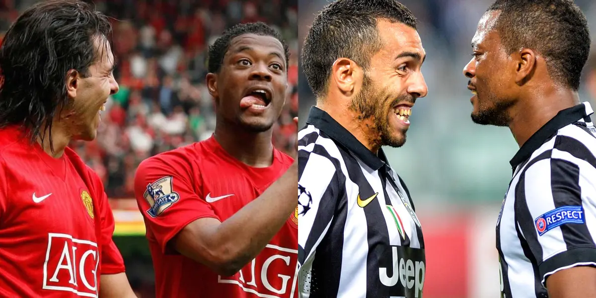 Tevez le salió a contestar a Evra