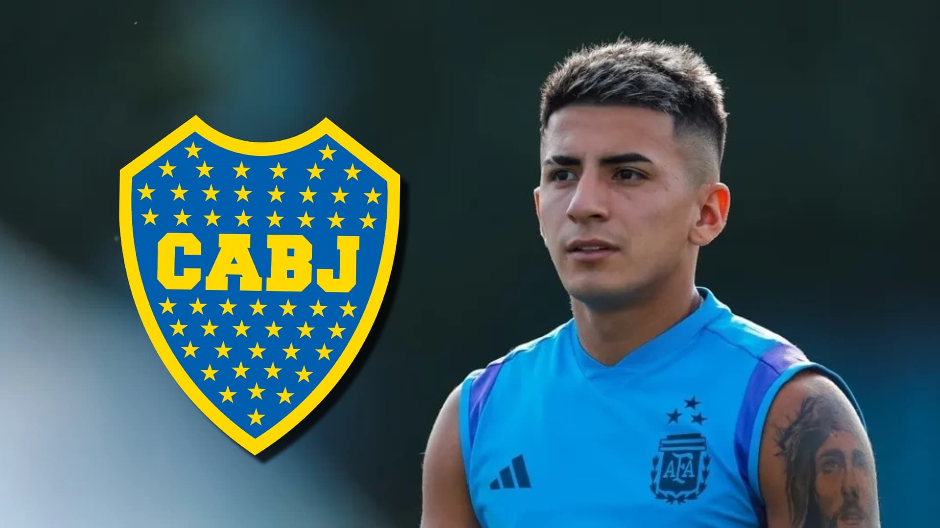 Thiago Almada entrenando con la Selección Argentina.