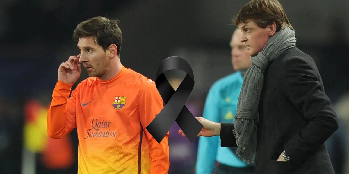 Tito Vilanova dándole indicaciones a Lionel Messi en Barcelona