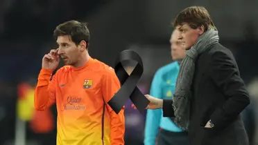 Tito Vilanova dándole indicaciones a Lionel Messi en Barcelona