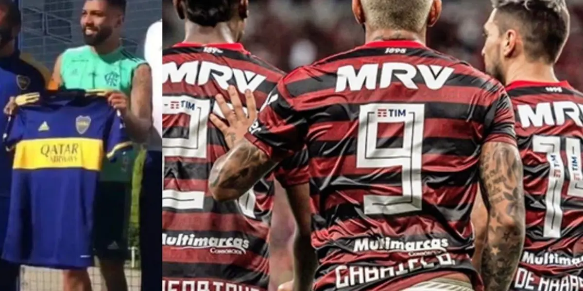 Todos los reflectores apuntaron a un Gabriel Barbosa posando con la camiseta del Club Atlético Boca Juniors, pero pocos se fijaron en un crack del Clube de Regatas do Flamengo en contacto con una del Club Atlético River Plate.