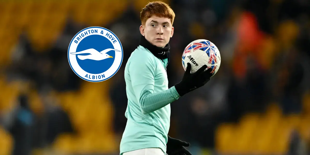 Valentín Barco entrenando con la indumentaria de Brighton