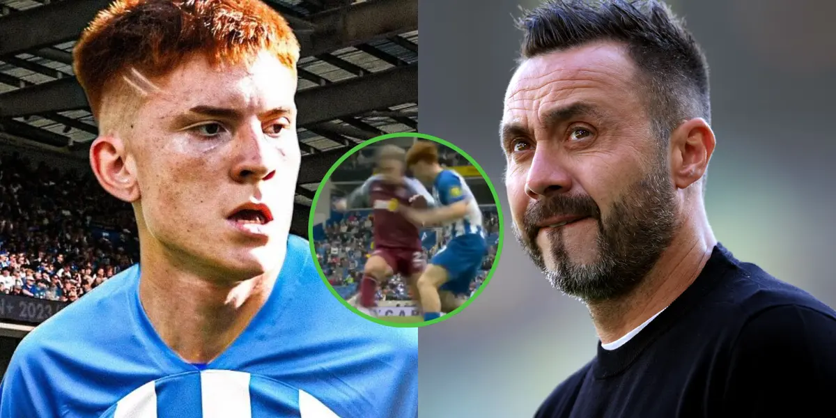 Valentín Barco y Roberto De Zerbi en un partido con Brighton.