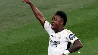 Vinicius Jr festeja su gol en la final de la UEFA Champions League.