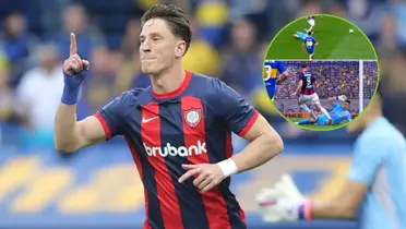 Vombergar festeja su gol ante Boca.