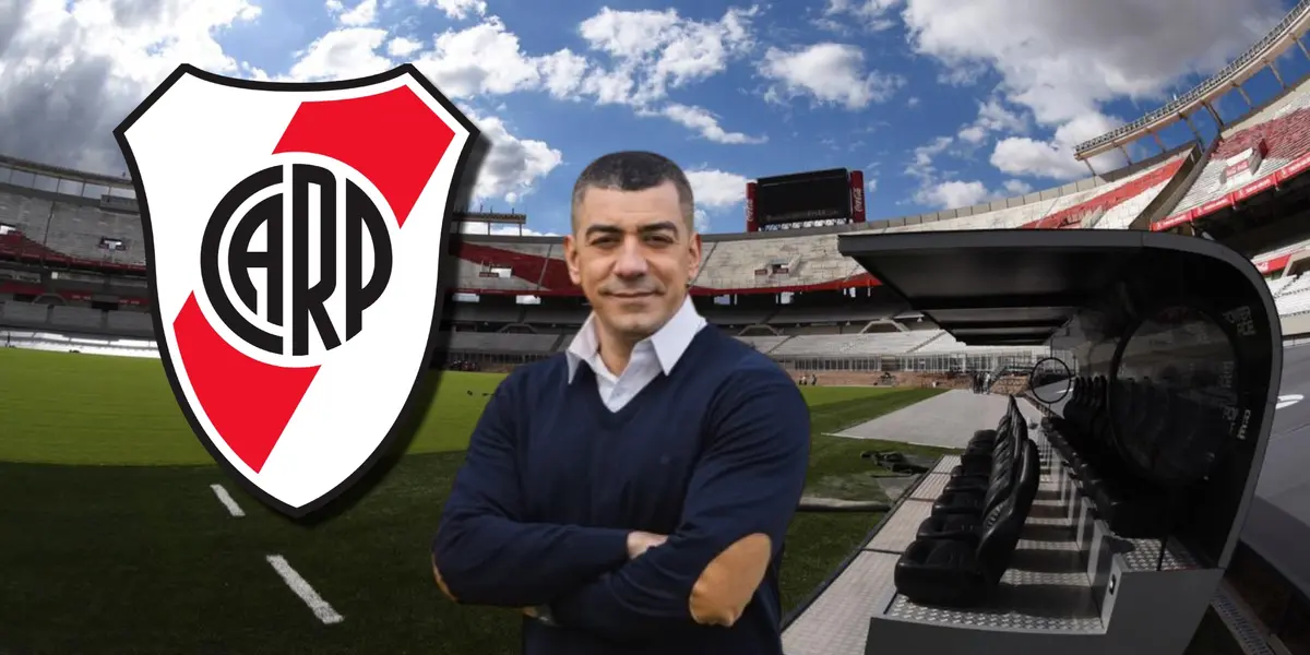 Walter Queijeiro cruzado de brazos, en el Monumental.