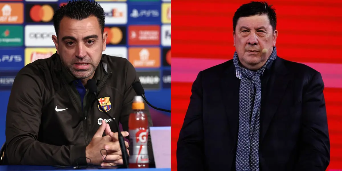 Xavi Hernández en conferencia de prensa y Germán Burgos