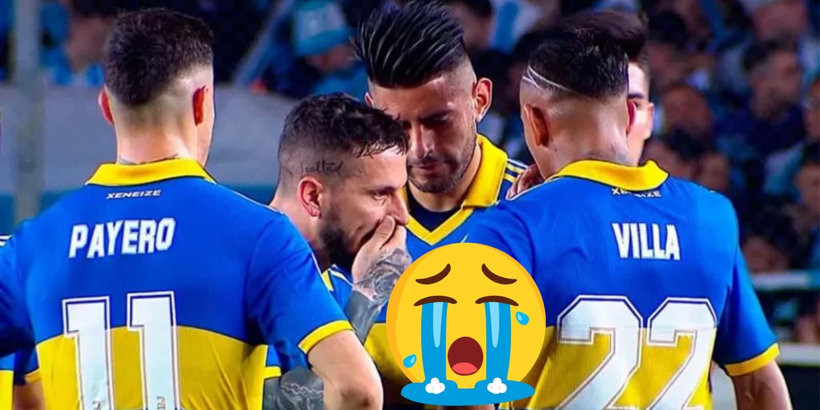 Zambrano y Benedetto con un emoji de llanto.