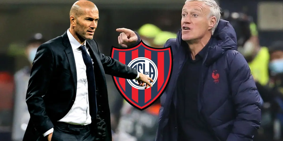 Zinedine Zidane y Didier Deschamps dando indicaciones