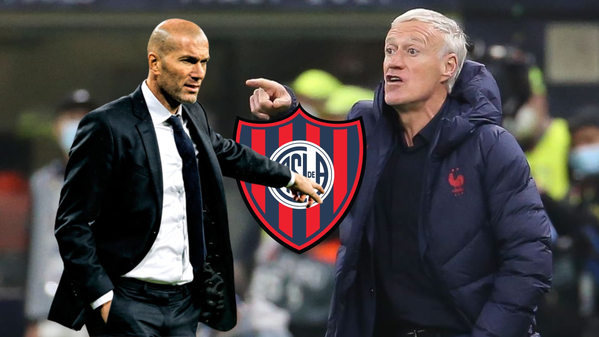 Zinedine Zidane y Didier Deschamps dando indicaciones